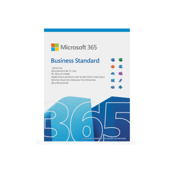 Microsoft 365 Business Standard Français – 1 an – 5 PC ou MAC pour 1 utilisateur