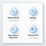 ORICO USB3.2 Gen2 Type-C M.2 NVMe/NGFF(SATA) Dual Protocol SSD Enclosure (10Gbps) – Image 2